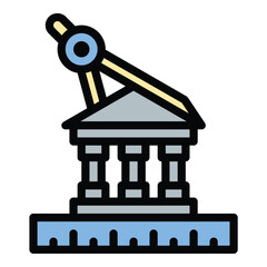 Architecture icon flat line style illustration representing design, planning, and construction concepts, suitable for architectural projects, urban development, and engineering presentations
