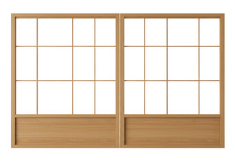 Wooden window isolated on transparent background for architectural design, rendering