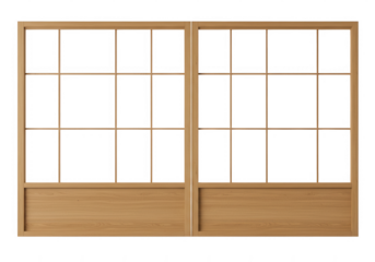 Wooden window isolated on transparent background for architectural design, rendering