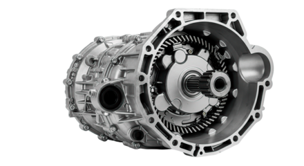Detailed view of a car transmission showing intricate gears and mechanical components.