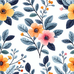 Plant leaves and flower textures, exquisite vector floral patterns.