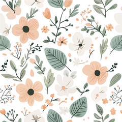 Plant leaves and flower textures, exquisite vector floral patterns.