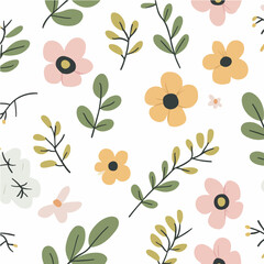 Plant leaves and flower textures, exquisite vector floral patterns.