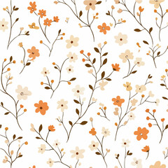 Plant leaves and flower textures, exquisite vector floral patterns.
