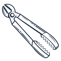 Dark blue kitchen tongs with serrated gripping ends cooking utensil food handling