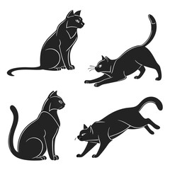 Black cats sitting stretching and leaping stylized feline animal © MD MOGAMMEL HAQUE 