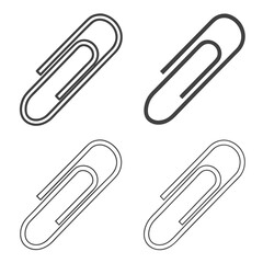 Four paperclip icons simple outline design office supply stationery