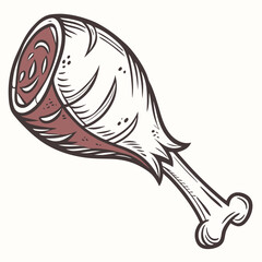 Cooked chicken leg with bone and meat cooked meat food