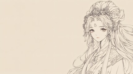 Fototapeta premium A beautiful detailed illustration of a woman wearing elegant attire