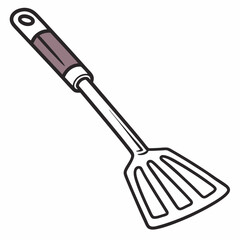 Kitchen utensil spatula with slotted head and purple handle cooking tool slotted turner