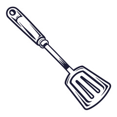 Dark blue grilling spatula on white background barbecue tool kitchen utensil
