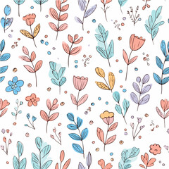 Plant leaves and flower textures, exquisite vector floral patterns.