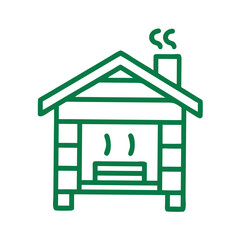 Green smokehouse with smoke building chimney