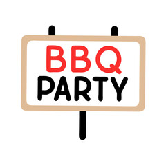 Red B Q letters on a tan bordered sign barbecue