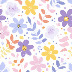 Plant leaves and flower textures, exquisite vector floral patterns.
