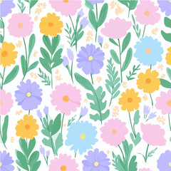 Plant leaves and flower textures, exquisite vector floral patterns.
