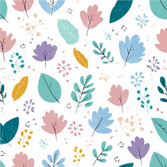 Plant leaves and flower textures, exquisite vector floral patterns.