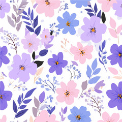 Plant leaves and flower textures, exquisite vector floral patterns.