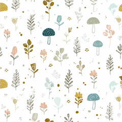 Plant leaves and flower textures, exquisite vector floral patterns.