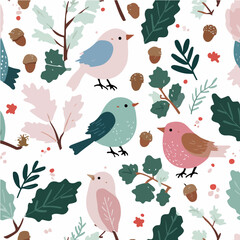 The textures of plants and birds, exquisite vector patterns.