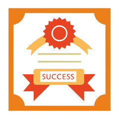 Orange and red award certificate with success ribbon vector