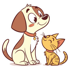 Adorable dog and cat friends sharing a moment companionship cute