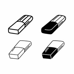 Eraser icons black and white stationery writing
