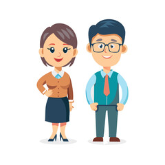 Smiling cartoon man and woman teachers vector