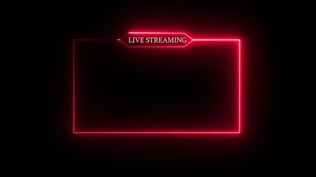 live RCE streaming neon text frame animation box frame neon frame live streaming game live Stream overlay animation for live streaming video.Showcasing Game.black background - Powered by Adobe