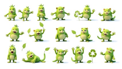 Obraz premium set of funny cartoon monsters, set of cartoon monsters, 
