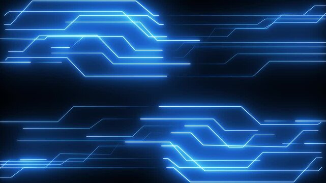 abstract technology background with neon blue lines seamless looping.lines abstract futuristic technology background. Seamless loop animation black background