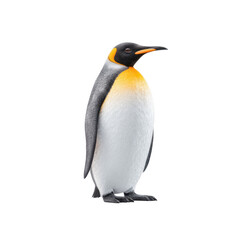 Fototapeta premium A realistic and detailed depiction of a solitary emperor penguin standing upright on a clean white background. showcasing its vibrant colors and distinct features. ideal for nature and wildlife themes
