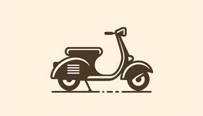 Flat scooter illustration with minimal design on cream background representing modern mobility and eco-friendly urban commuting