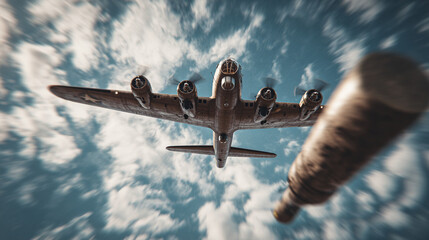 High-Resolution Realistic Image of Bunker Buster Bombers in Action, Generative AI