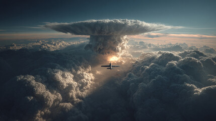 High-Resolution Realistic Image of Bunker Buster Bombers in Action, Generative AI