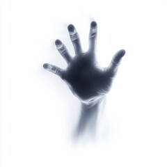 Obraz premium A hand reaching through a translucent surface