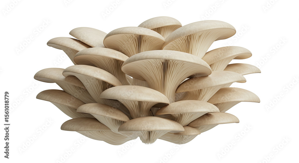 Poster Oyster mushrooms clustered together showcasing their unique texture and form