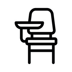 School Desk line icon. Simple vector symbol used for school, travel, or education themes. Clean linear design, Thin stroke design, isolated on white.