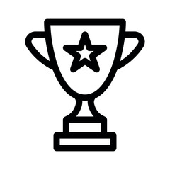 Trophy line icon. Simple vector symbol used for school, travel, or education themes. Clean linear design, Thin stroke design, isolated on white.