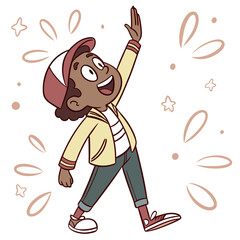 Cheerful child giving a high five cartoon happy