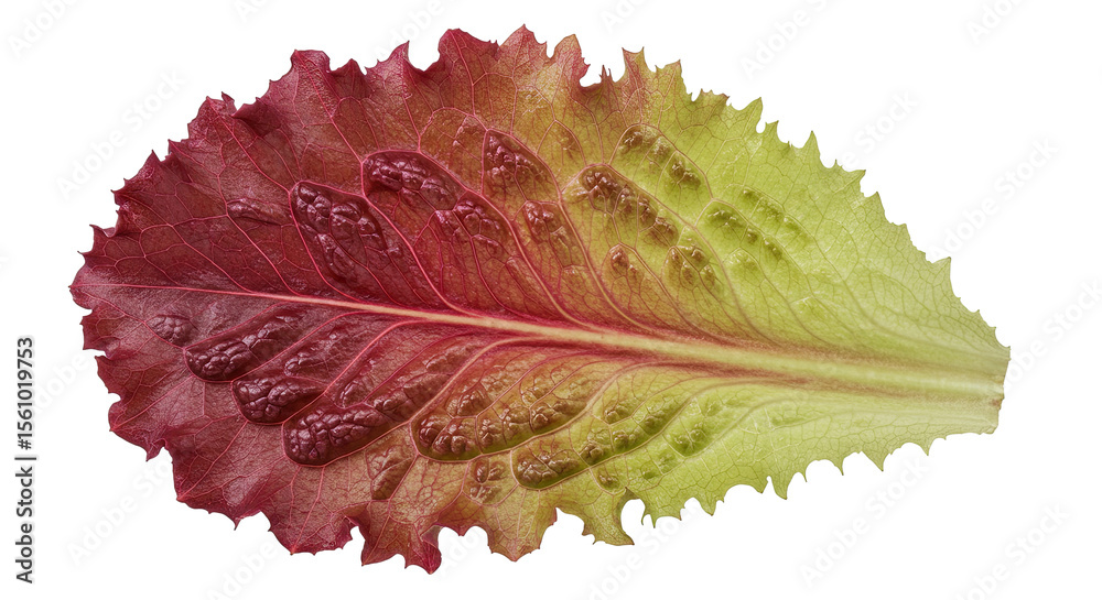Aufkleber single fresh red lettuce leaf displaying vibrant color gradation and texture