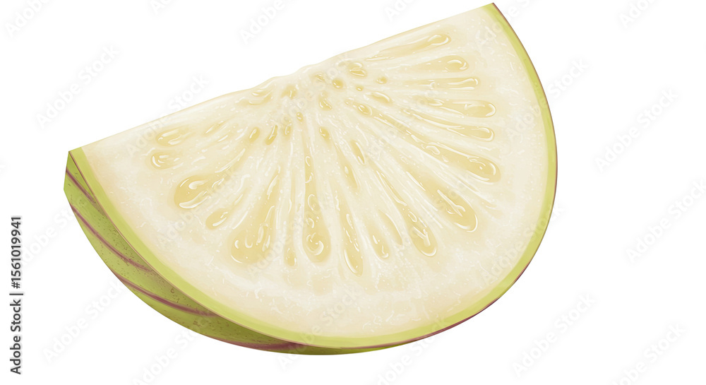 Poster slice of raw bitter melon with seeds and rind on a black background
