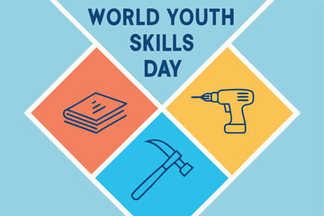 Naklejka premium World Youth Skills Day Illustration with Tools and Book 1