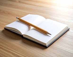 Fototapeta premium One open notebook page with a single pencil