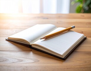 One open notebook page with a single pencil