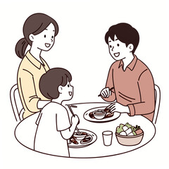 Family enjoying a meal together dinner eating