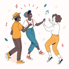 Diverse friends dancing joyfully people celebration