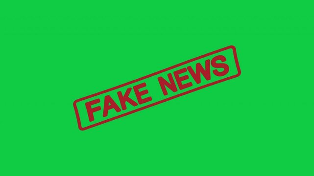 Appearance of a dirty red stamp mark "FAKE NEWS" surrounded by a rounded frame