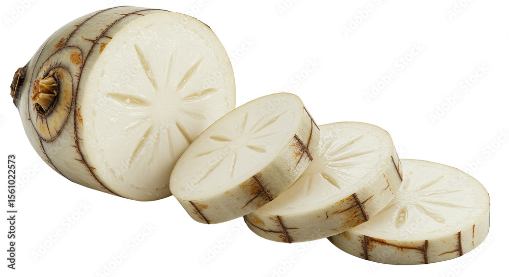 Poster Sliced Palmyra fruit arranged in a row featuring concentric circles pattern