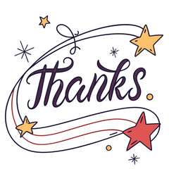 Hand lettered thanks with glowing stars lettering celebration